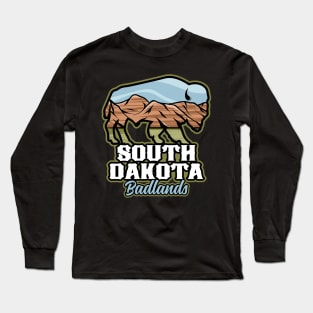 South Dakota Badlands Buffalo Roam Long Sleeve T-Shirt